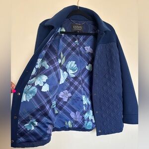 Isaac Mizrahi Live! Women's Chic Jacket Sz Small Estate Mixed Media Quilted Blue